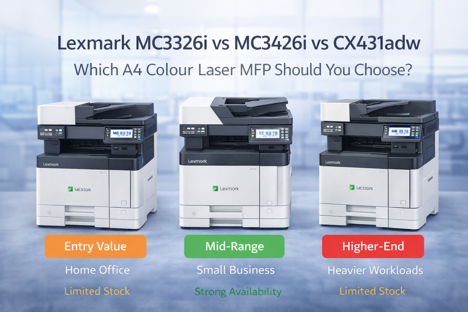 Lexmark MC3326i vs MC3426i vs CX431adw: Which A4 Colour Laser MFP Should You Buy?