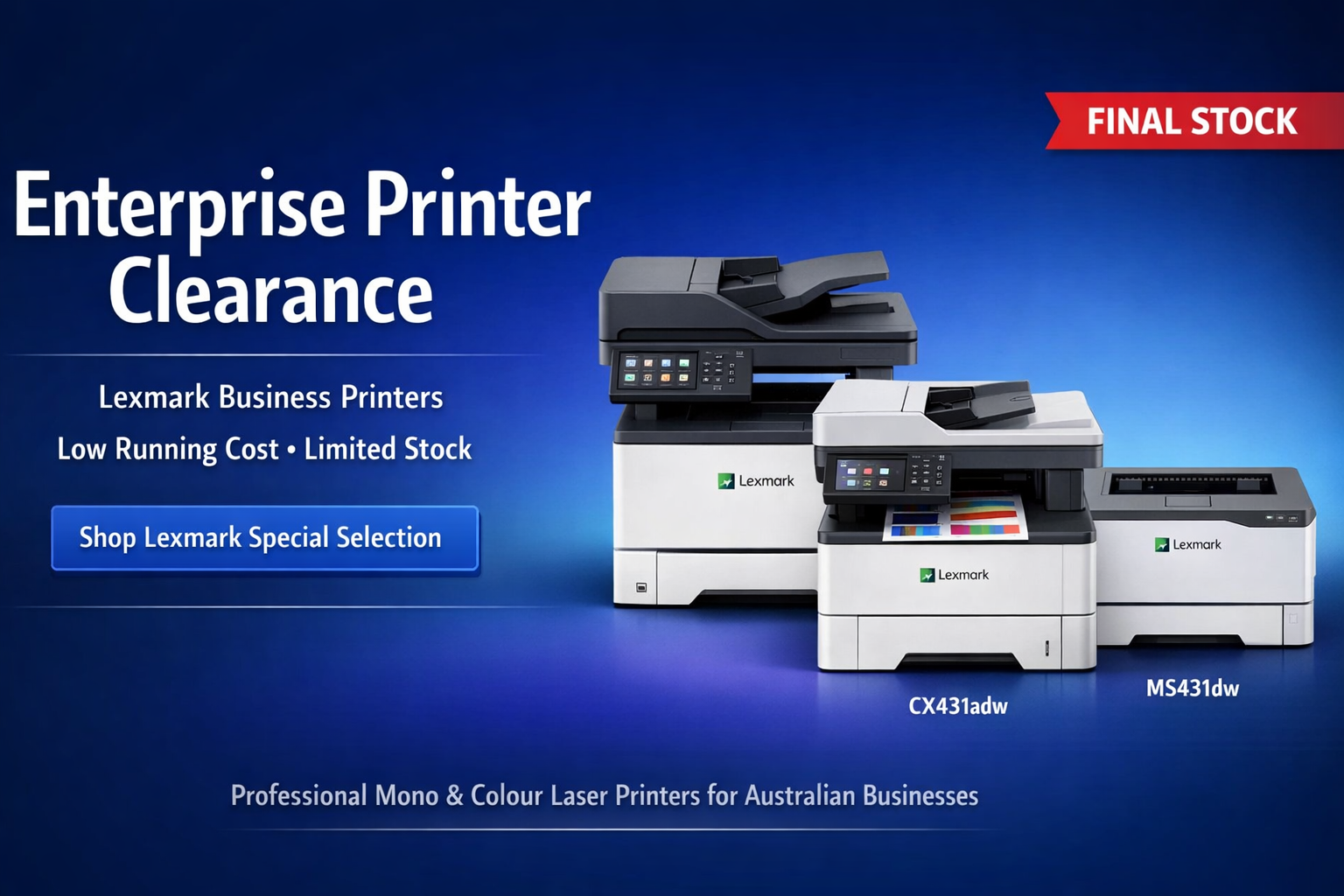 Lexmark Business Printer Clearance Australia – MB3442i CX431adw MS431dw