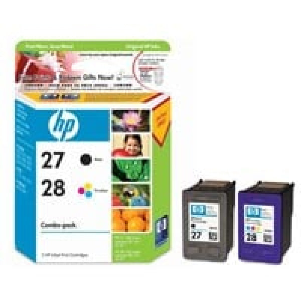 1 X Genuine Hp 27 &Amp; 28 Black Colour Ink Cartridge Combo Pack Cc628Aa -