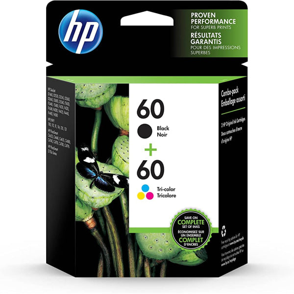1 X Genuine Hp 60 Black & Colour Ink Cartridge Combo Pack Cn067Aa -