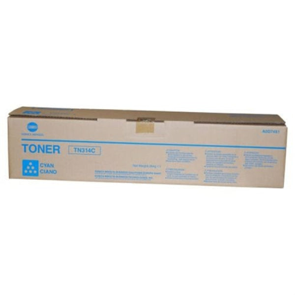 1 X Genuine Konica Minolta Bizhub C353 Cyan Toner Cartridge Tn314C Aod7421 -