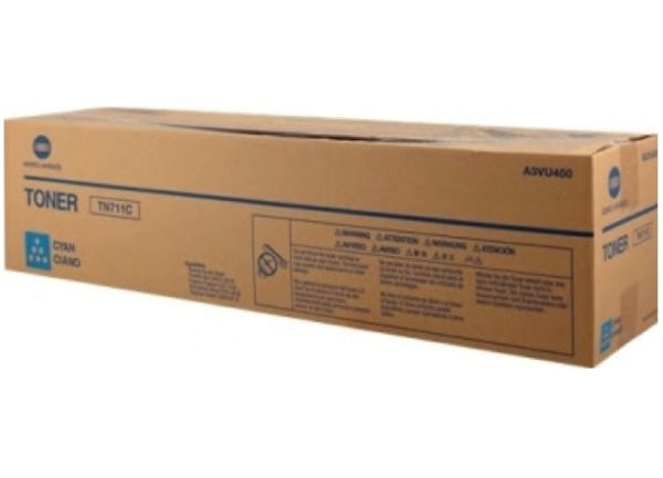 1 X Genuine Konica Minolta Bizhub C654 C754 Cyan Toner Cartridge Tn711C A3Vu450 -