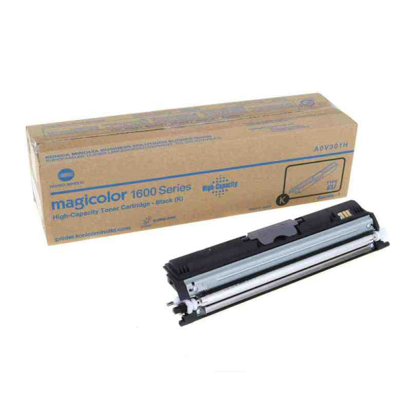 1 X Genuine Konica Minolta Magicolor 1600 1650 1690 Black Toner Cartridge A0V301K -