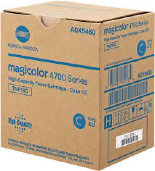 1 X Genuine Konica Minolta Magicolor 4750 Cyan Toner Cartridge Tnp18C A0X5490 -