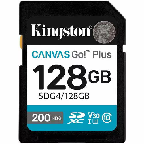 Kingston Canvas Go! Plus 128 GB SD Memory Card Class 10/UHS-I (U3) V30 SDXC - 200 MB/s Read