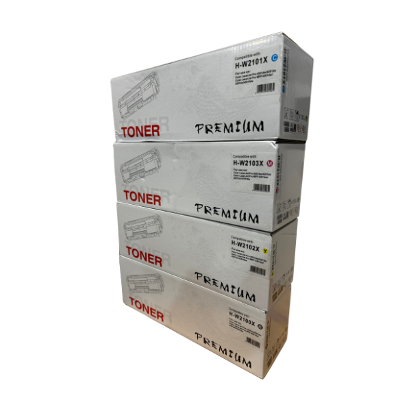 Bundle: 4x Pack Premium Compatible HP W2100X W2101X W2103X W2102X C/Y/M/K High YIeld Toner Cartridge Set 210X