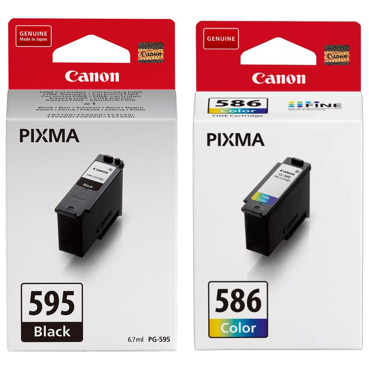 Genuine Canon PG-595 Black & CL-586 Colour Ink Cartridge Value Pack for TR7160 TS4060 TS5560 TS7760 TR7860