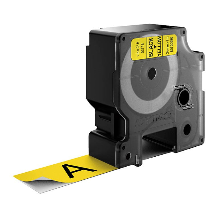 Genuine Dymo D1 Black-on-Yellow Label Tape 24mm x 7m (53718)