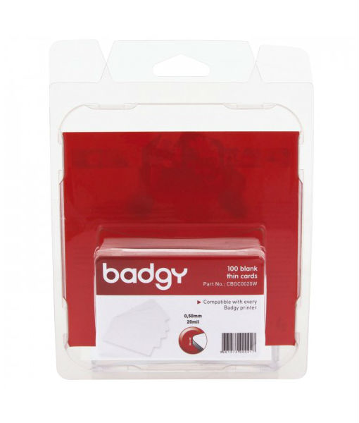 Evolis Badgy 100 Blank White PVC Thin Cards 0.50 mm (20 mil) CBGC0020W