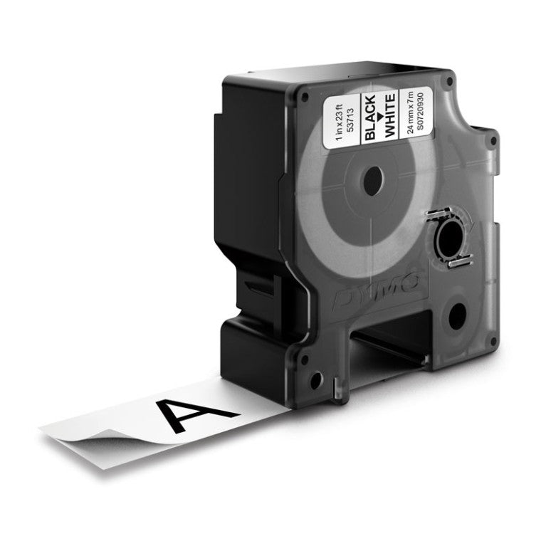 Genuine Dymo D1 Black-on-White Label Tape 24mm x 7m (S0720930 / 53713)