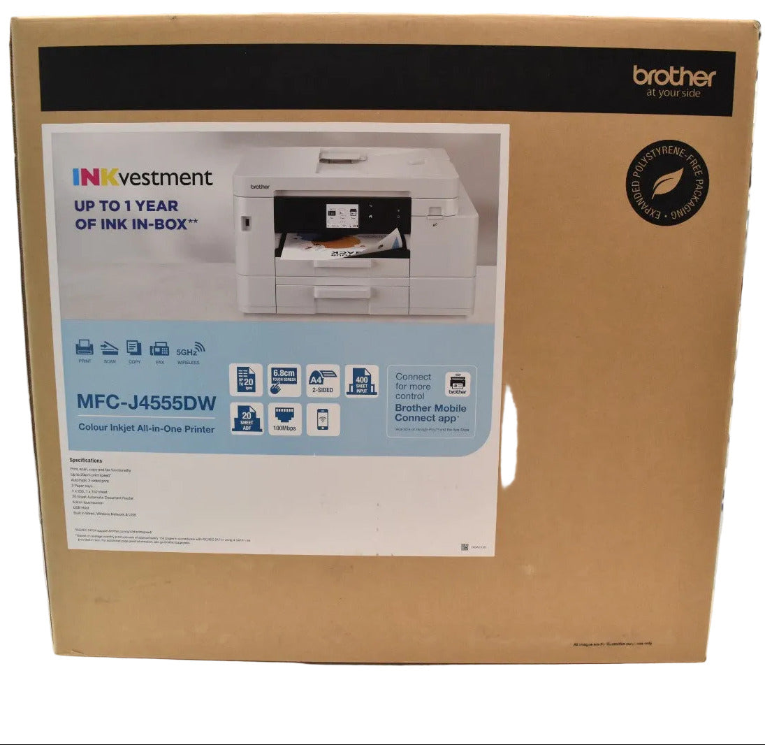Brother MFC-J4555DW INKvestment A4 Colour Inkjet All-in-One Printer+Dual Tray+NFC (WiFi, Ethernet, Automatic Duplex)