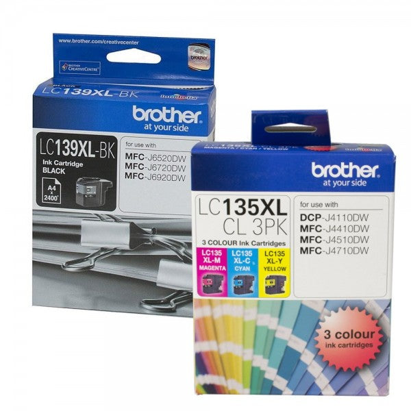 Bundle: 4x Pack Genuine Brother LC-139XL LC-135XL Ink Cartridge Set (1BK,1C,1M,1Y)