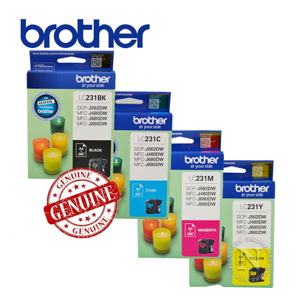 *SALE!* 4x Pack Genuine Brother LC-231 C/M/Y/K Ink Set for MFC-J480dw MFC-J680dw MFC-J880dw