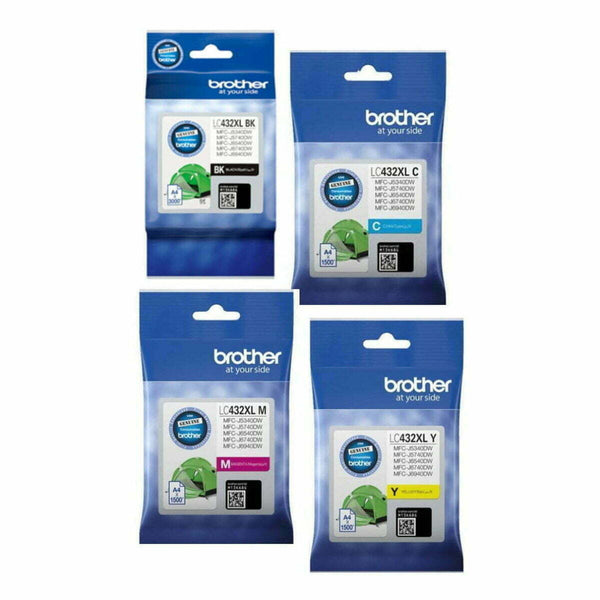*Sale!* 4 Pack Genuine Brother Lc-432Xl Ink Set (1Bk 1C 1M 1Y) For