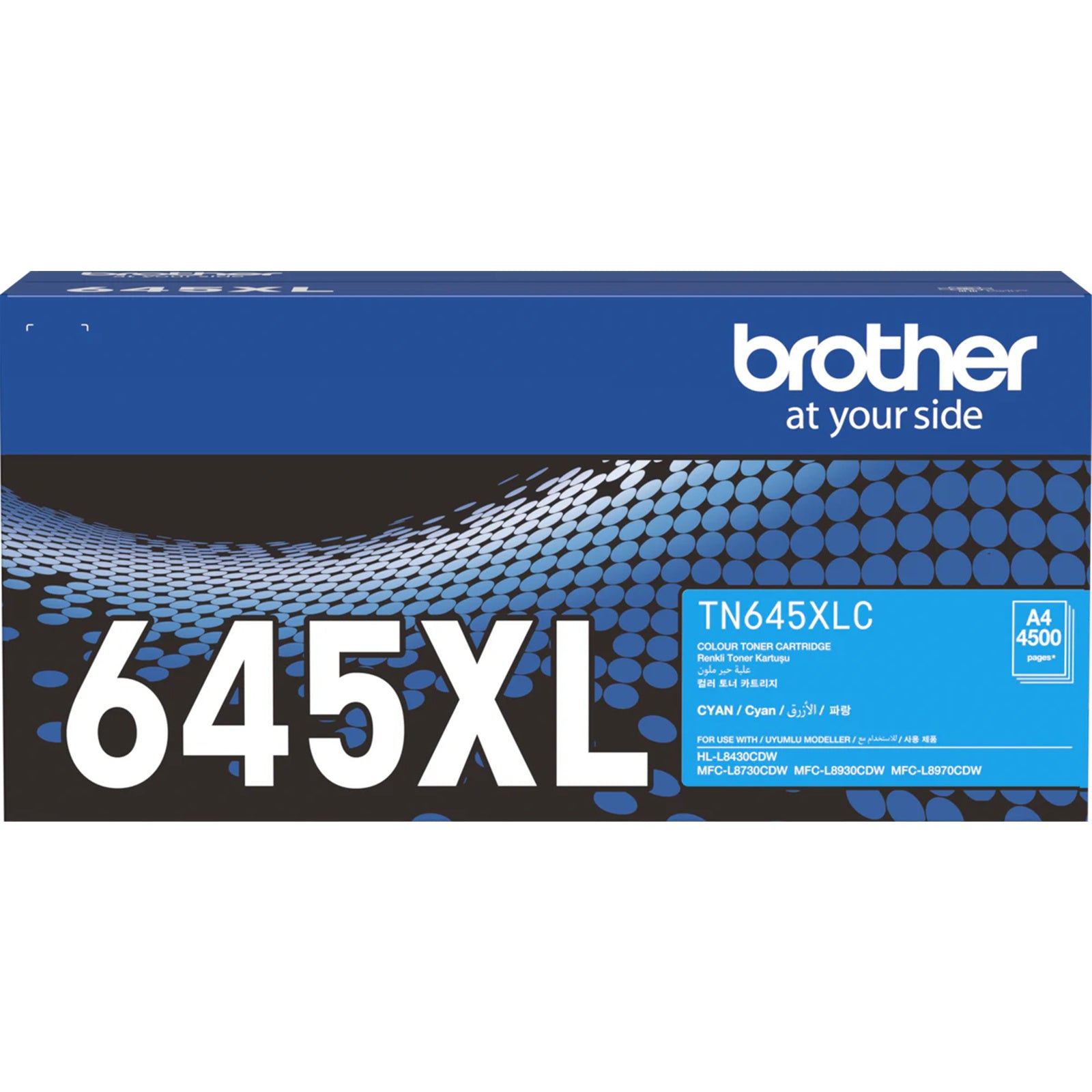 Brother TN645XLC High Yield Cyan Toner Cartridge for HL-L8430CDW MFC-L8730CDW MFC-L8930CDW - 4.5K pages