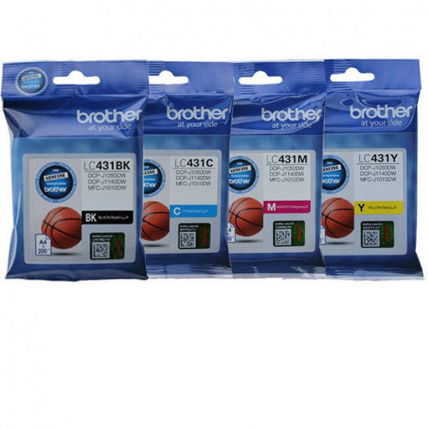 4X Pack Genuine Brother Lc-431 Ink Set (1Bk 1C 1M 1Y) For Dcp-J1050Dw/Dcp-J1140Dw/Mfc-J1010Dw