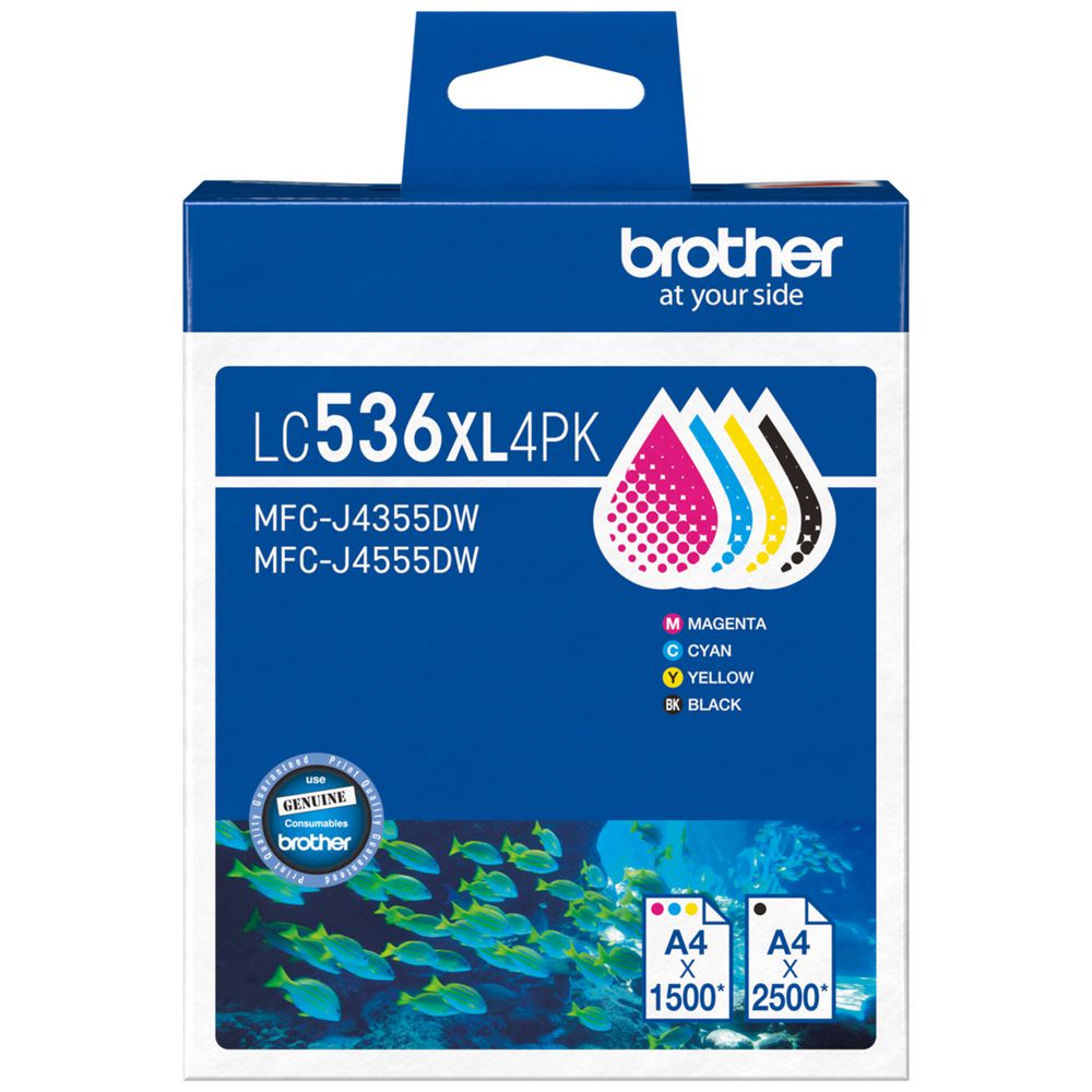 4x Pack Brother LC536XL Ink Cartridge Set High Yield for MFC-J4355DW MFC-J6960DW MFC-J6560DW