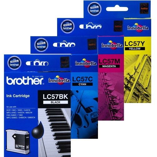 Bundle: 4x Pack Genuine Brother LC-57 C/M/Y/K Ink Cartridge Set (1BK,1C,1M,1Y)