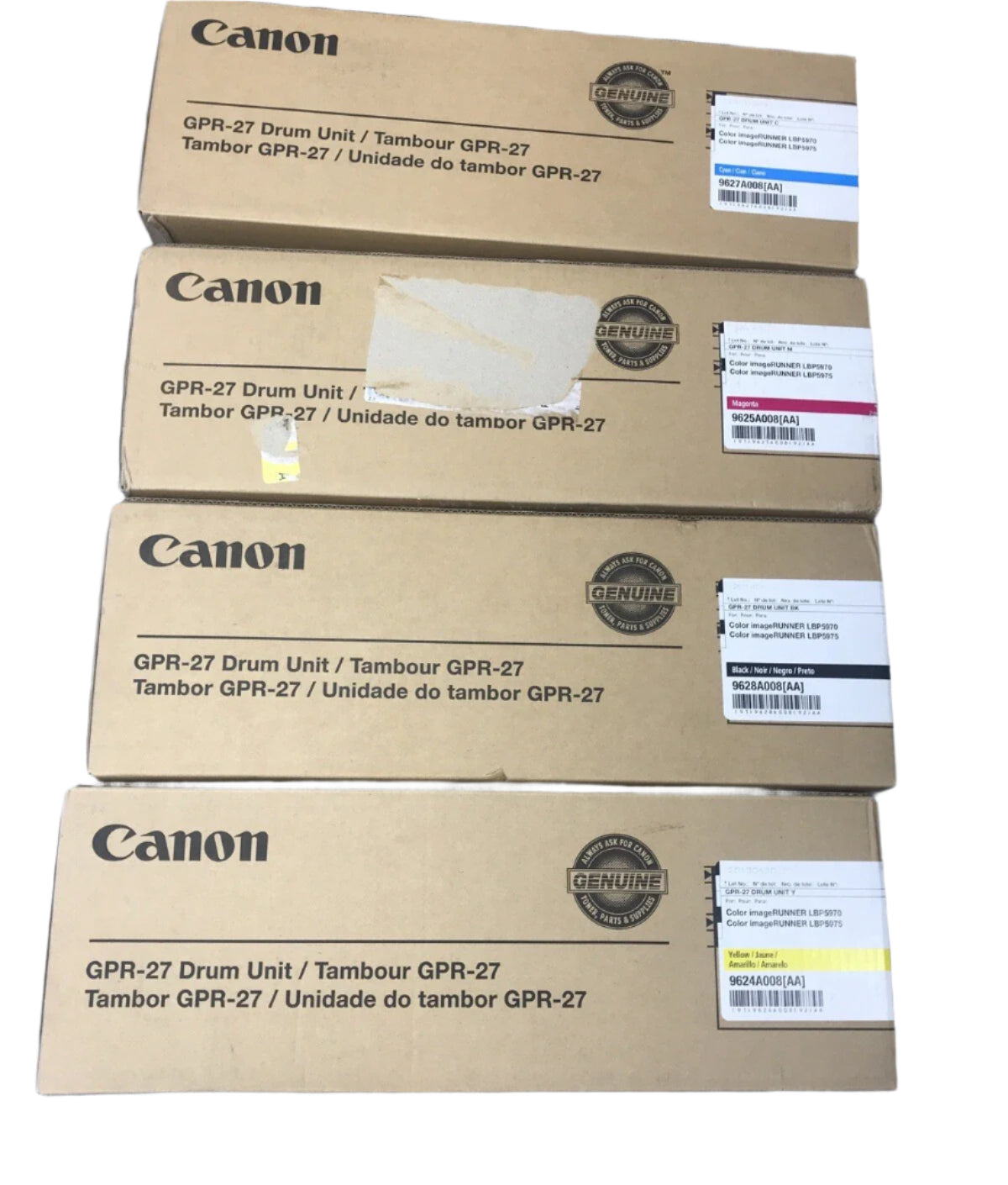 Bundle: Genuine 4x Canon GPR-27 C/Y/M/K Drum Unit Set 9624A008 9625A008 9627A008 9628A008 LBP5970 LBP5975