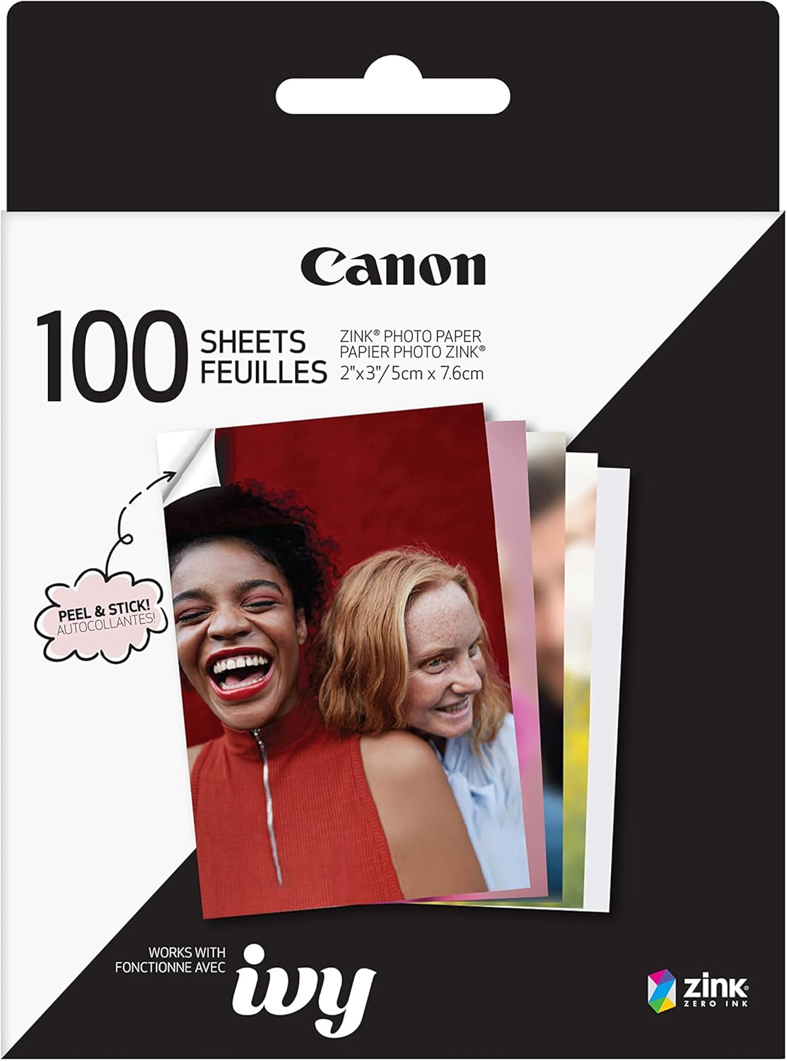 Canon Zinkโข Sticky Back Photo Paper Pack (100 Sheets) for Ivy CLIQ +2 Instant Camera Printer