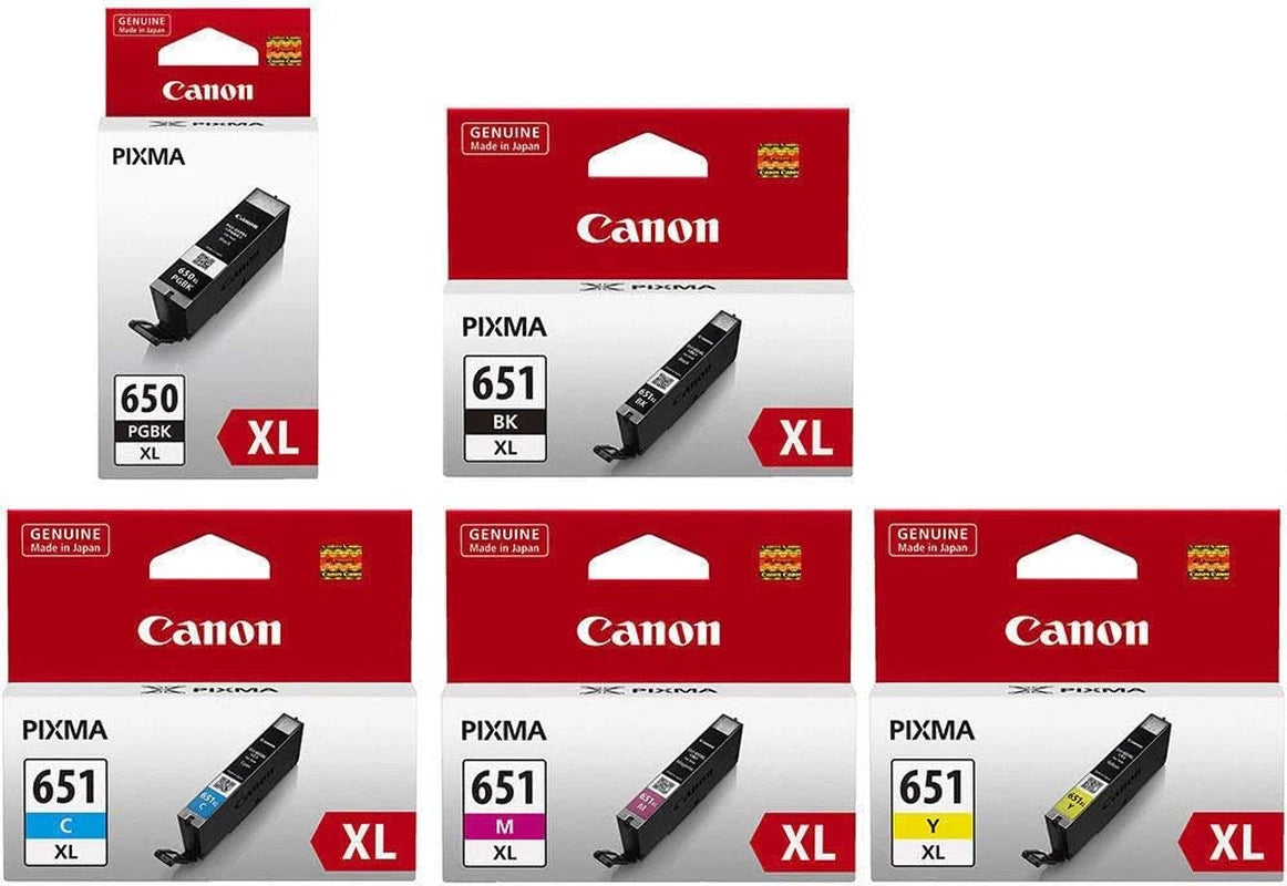 Bundle: 5x Pack Genuine Canon PGI-650XL CLI-651XL Ink Cartridge Set High Yield (1BK,1PBK,1C,1M,1Y)