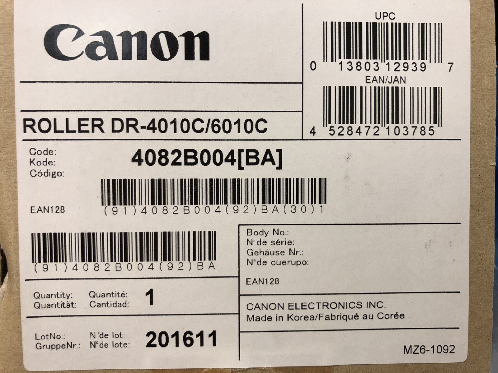 Genuine Canon MG1-4534-000 (MG1-3939-000) Separation Roller for DR-4010C DR-6010C (250K)