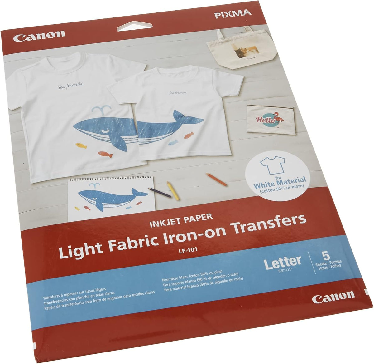 Genuine Canon LF-101 A4 Light Fabric Iron-on Transfer Inkjet Photo Paper 8.5”x11” 4004C004