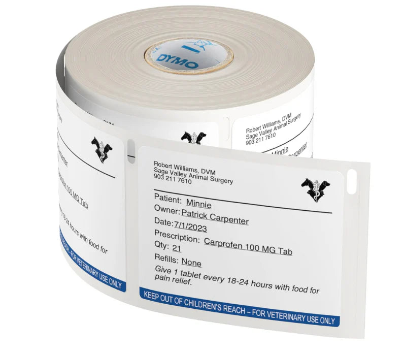 Genuine Dymo LW Veterinary Labels 70 x 54mm – 400 Labels/Roll Pack of 6 (2187328)