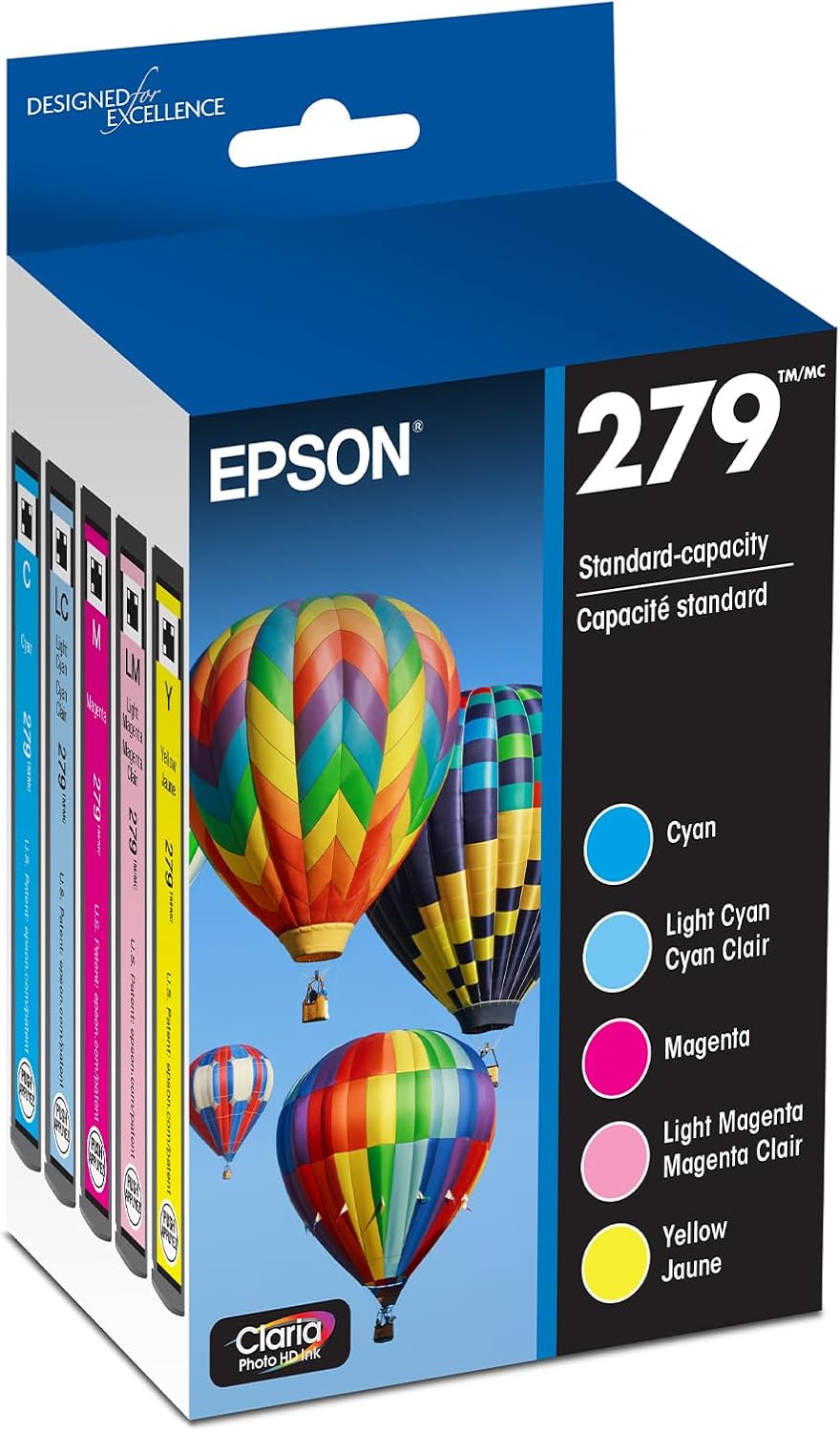EPSON #279 Claria Photo HD Ink Standard Capacity 5 Color Cartridge Combo Pack (T279920-S) for Expression Photo XP-980