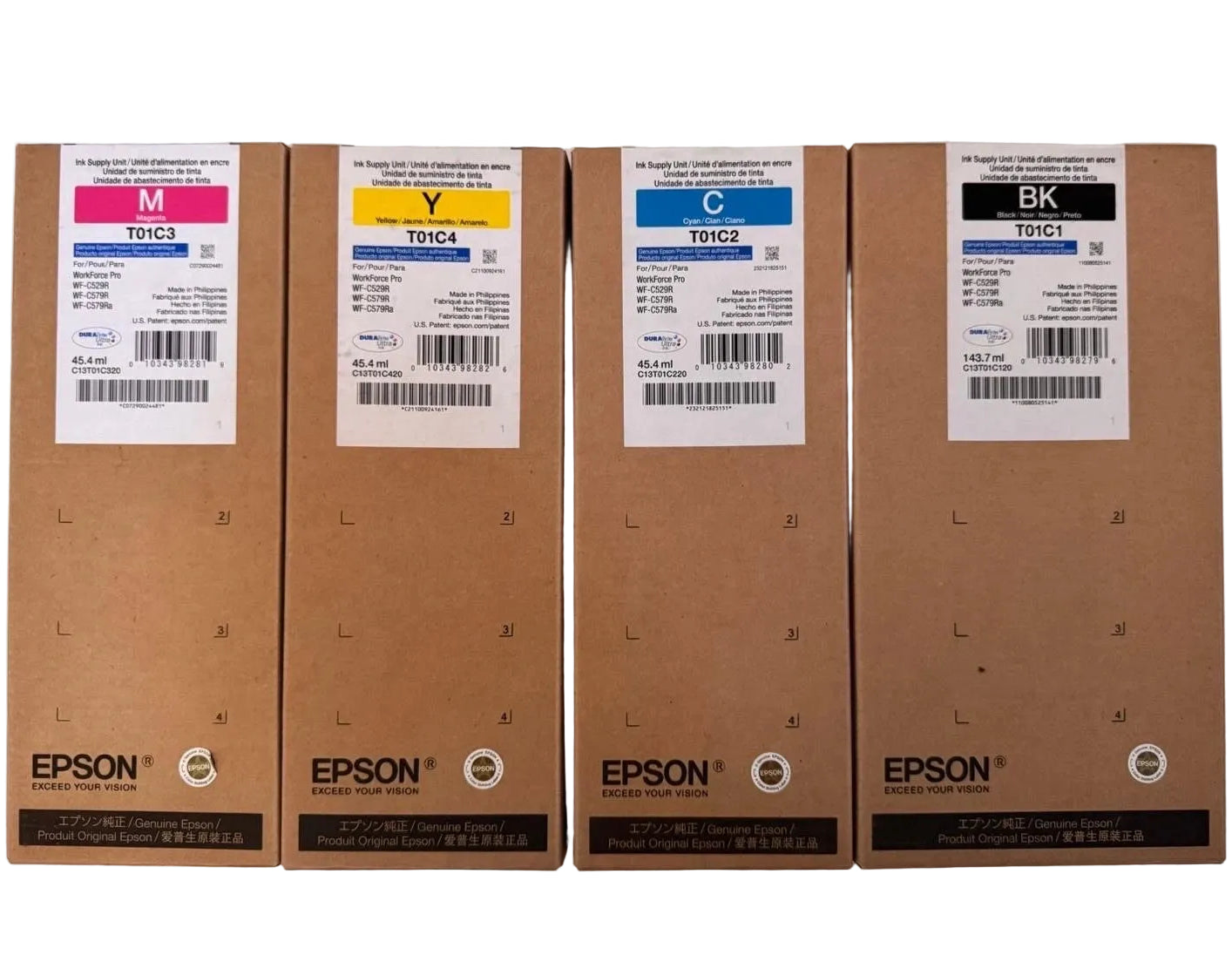 Genuine Epson 4x Pack T01C1 T01C2 T01C3 T01C4 Ink Set (1BK,1C,1M,1Y) for WorkForce Pro WF-C529R/WF-C579R