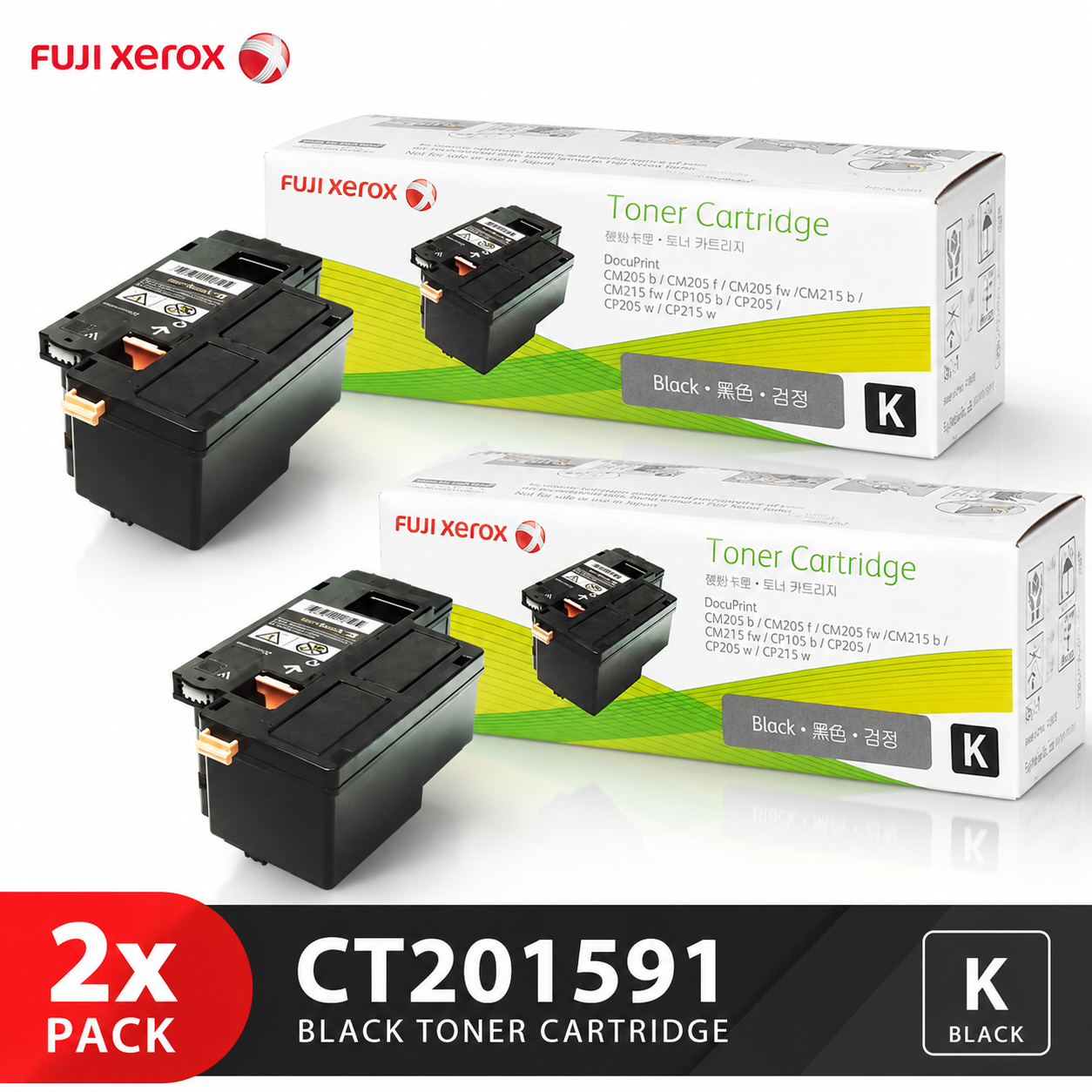 Genuine Fuji Xerox CT201591 High Yield Black Toner Cartridge for CM215b CM215fw CP215w CP205w (2K)