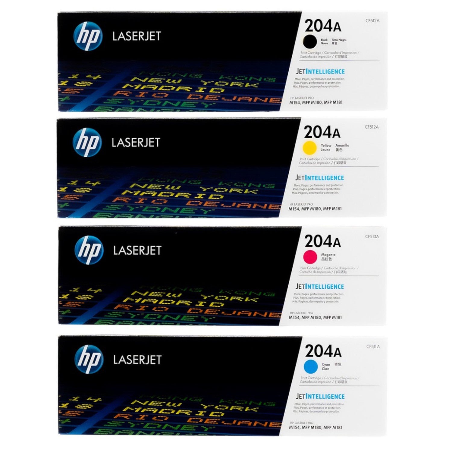 Bundle: 4x Pack Genuine HP CF510A CF511A CF512A CF513A C/M/Y/K Toner Cartridge Set #204A
