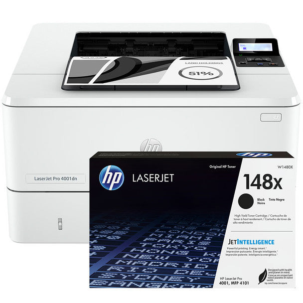 Printer and toner bundle: HP LaserJet Pro 4001DN Printer + 148X Black High Yield Toner Cartridge