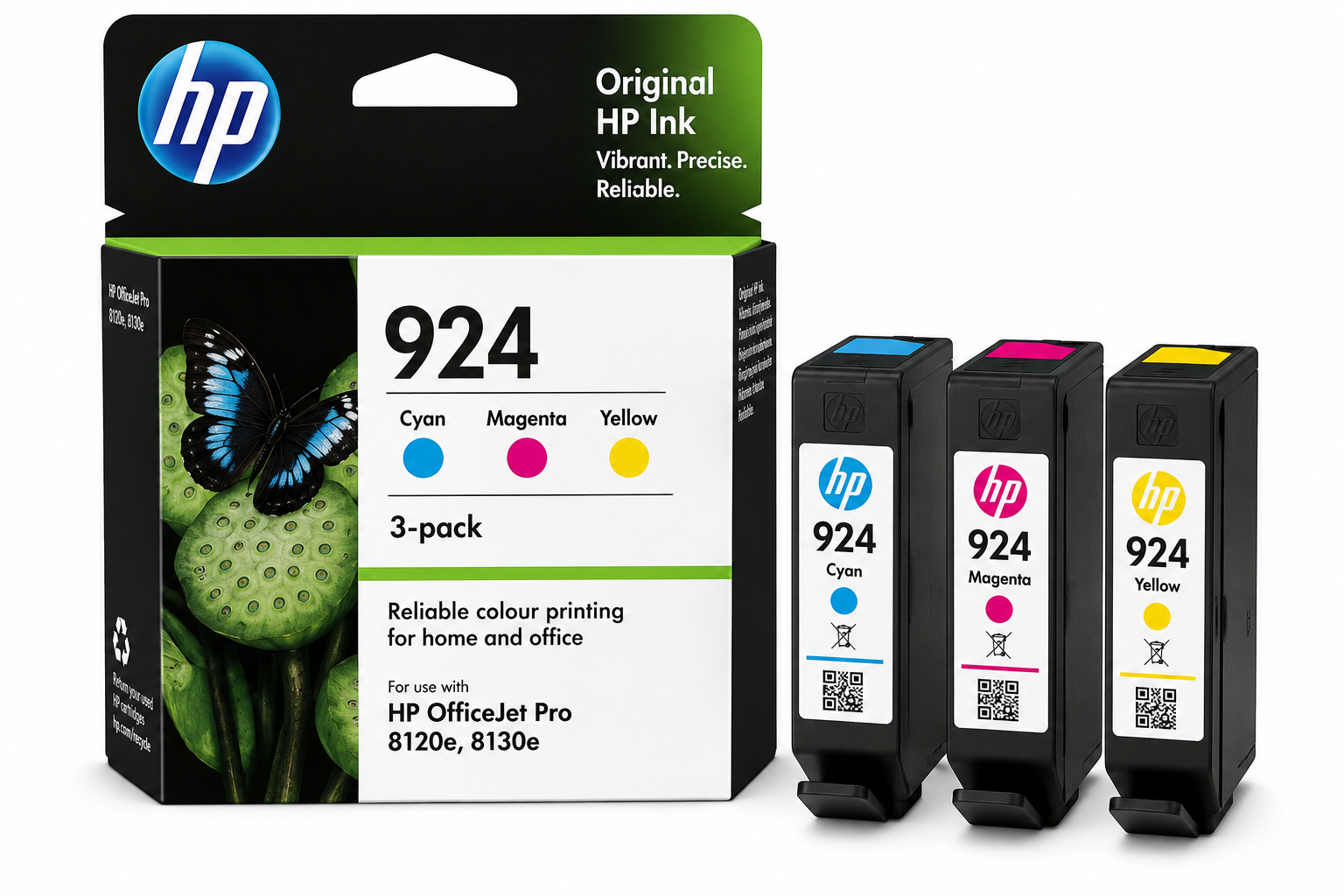 *Bundle* Genuine HP #924 C/M/Y Cyan Magenta Yellow 3-Pack Ink Cartridge Set