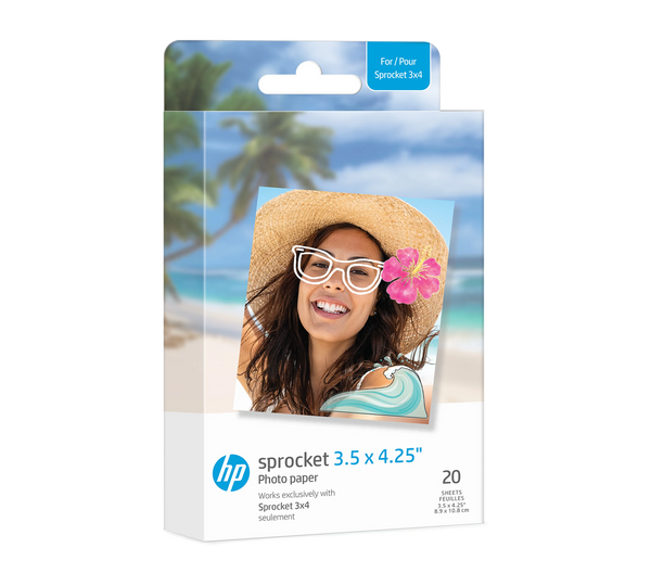 HP 3.5 x 4.25” Zink Sticky-Backed Photo Paper for Sprocket 3x4 Photo Printer HPIZ3X420 (20x Pack)