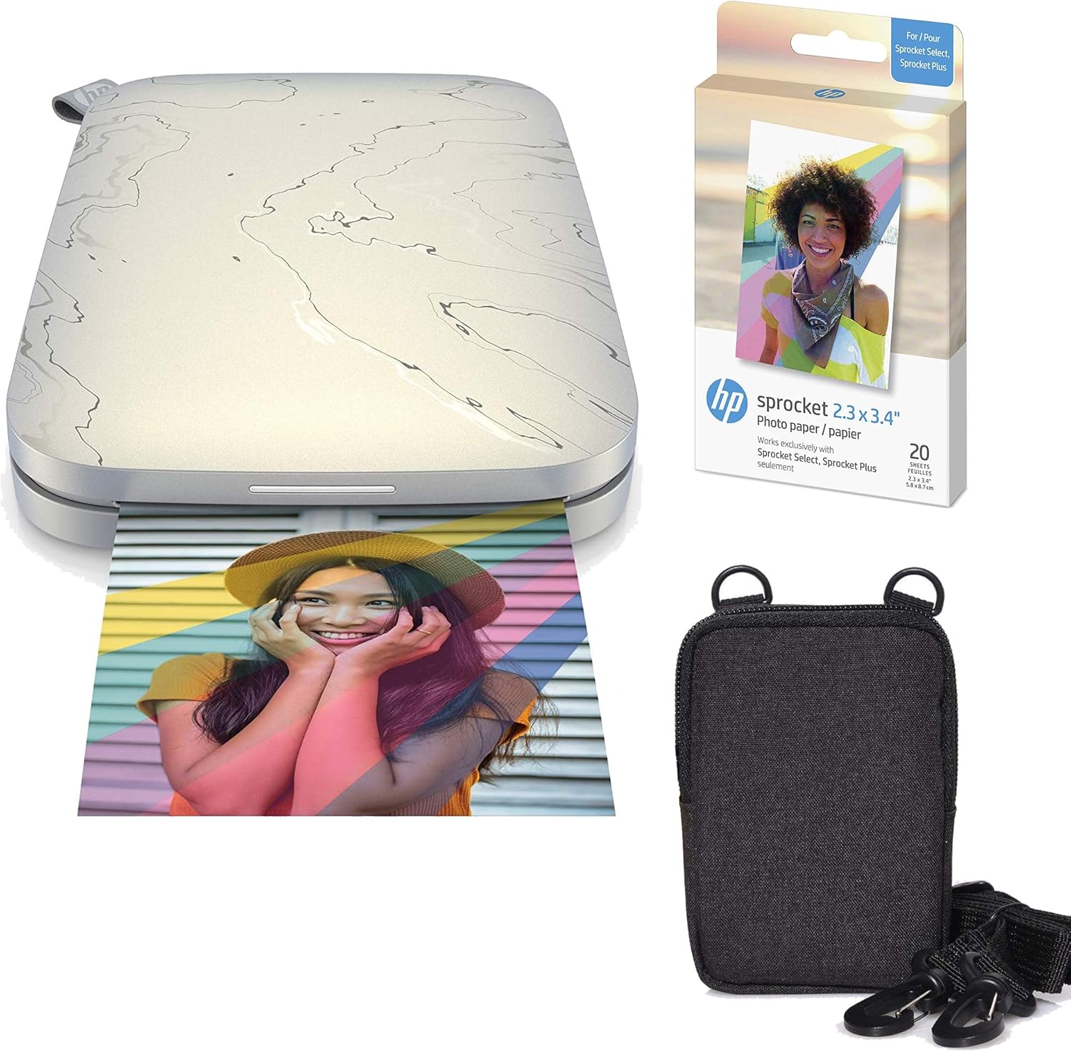 *Bundle* HP Sprocket Select 2.3x3.4" Portable Instant Photo Printer+20x Zink Paper+Carry Case