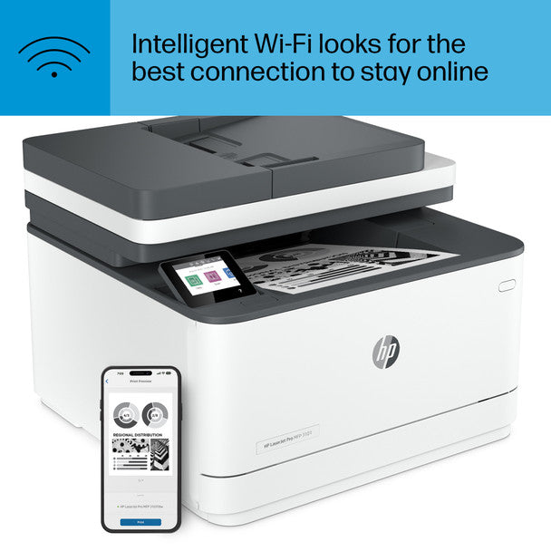 BUNDLE: HP LaserJet Pro MFP 3101fdw A4 Wireless Mono Laser MFP Printer+#138X High Yield Black Toner (W1380X)