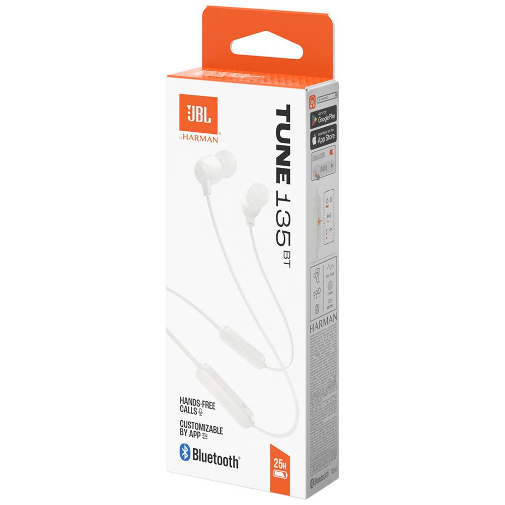 JBL Tune 135BT Wireless Bluetooth In Ear Headphones White AU Stock