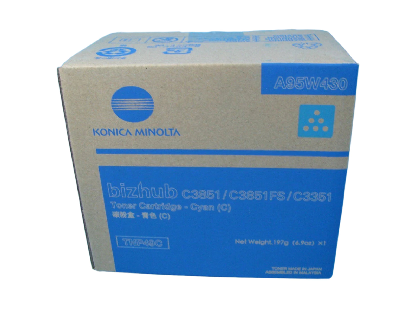 1 x Genuine Konica Minolta Bizhub C3351 C3851 Cyan Toner Cartridge TNP49C A95W490