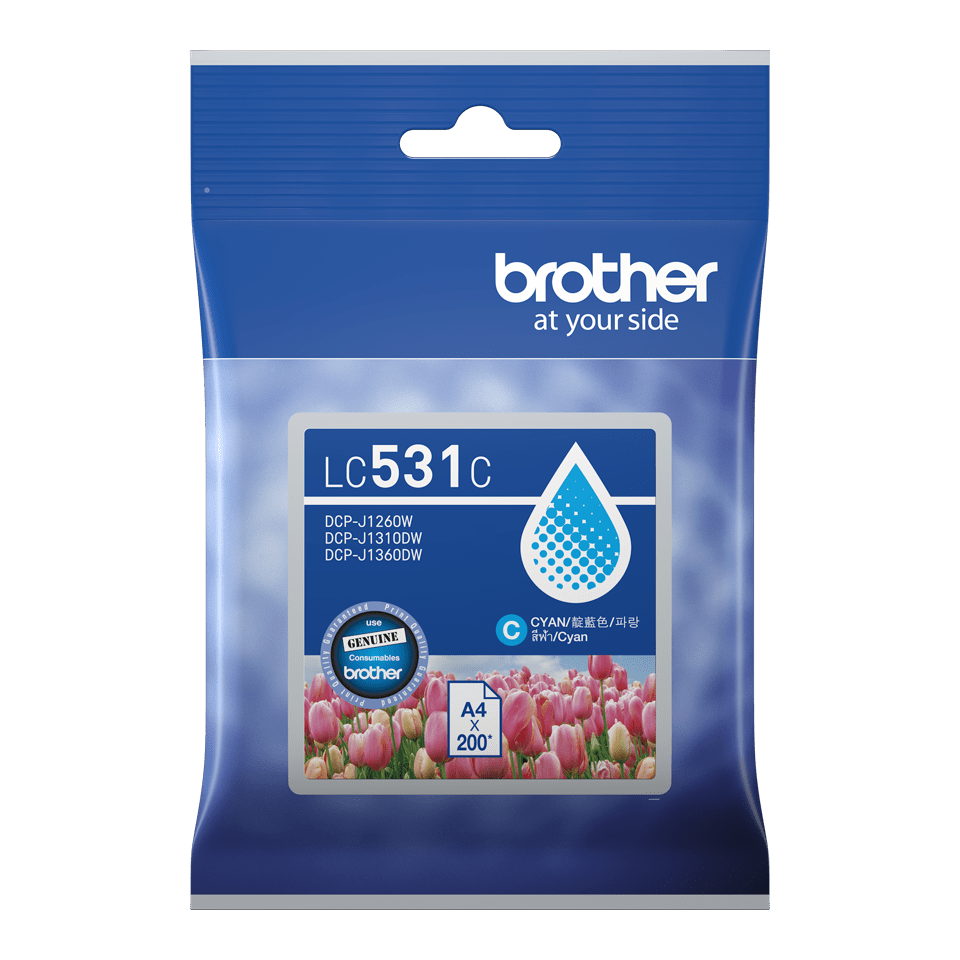 Genuine Brother LC531C Cyan Ink Cartridge for DCP-J1310DW DCP-J1360DW DCP-J1260W (200 Pages)