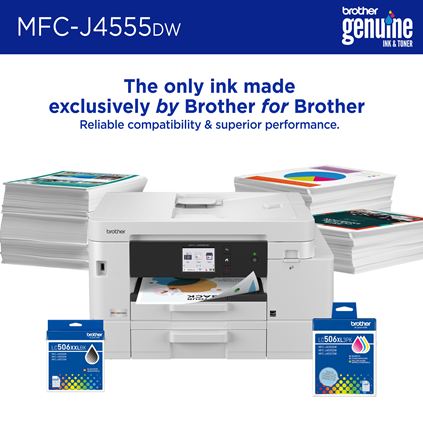 Brother MFC-J4555DW INKvestment A4 Colour Inkjet All-in-One Printer+Dual Tray (WiFi, Ethernet, Automatic Duplex)
