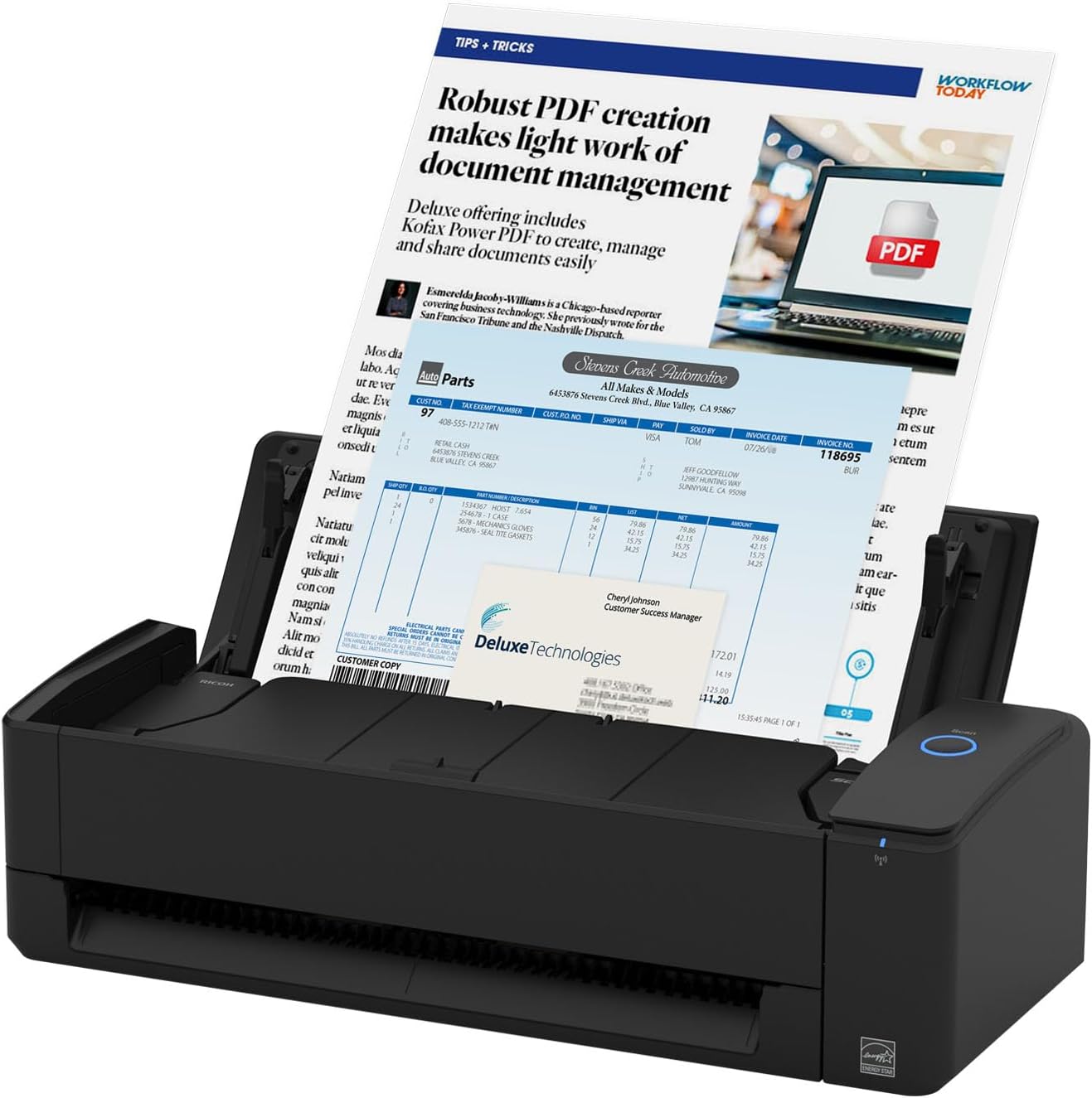 Ricoh ScanSnap iX1300 duplex A4 Compact Wireless Document, Photo & Receipt Scanner (BLACK)