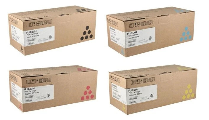 Bundle: 4x Pack Genuine Ricoh Aficio SP-C220 SP-C221 SP-C222 SP-C240 Toner Cartridge Set