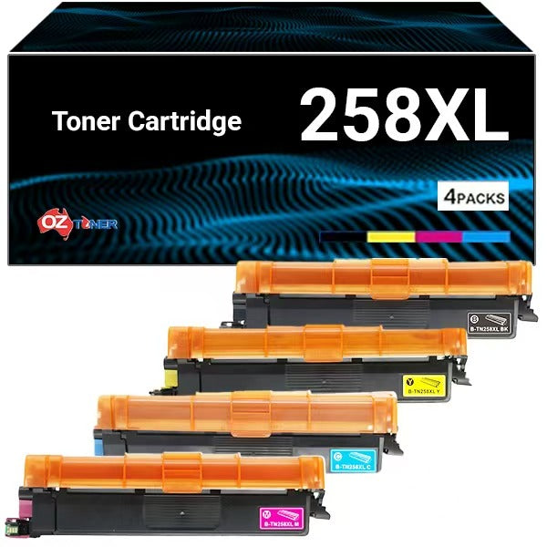 Bundle: 4x Pack Premium Compatible Brother TN-258XL-C/M/Y/K Toner Cartridge Set High Yield TN258