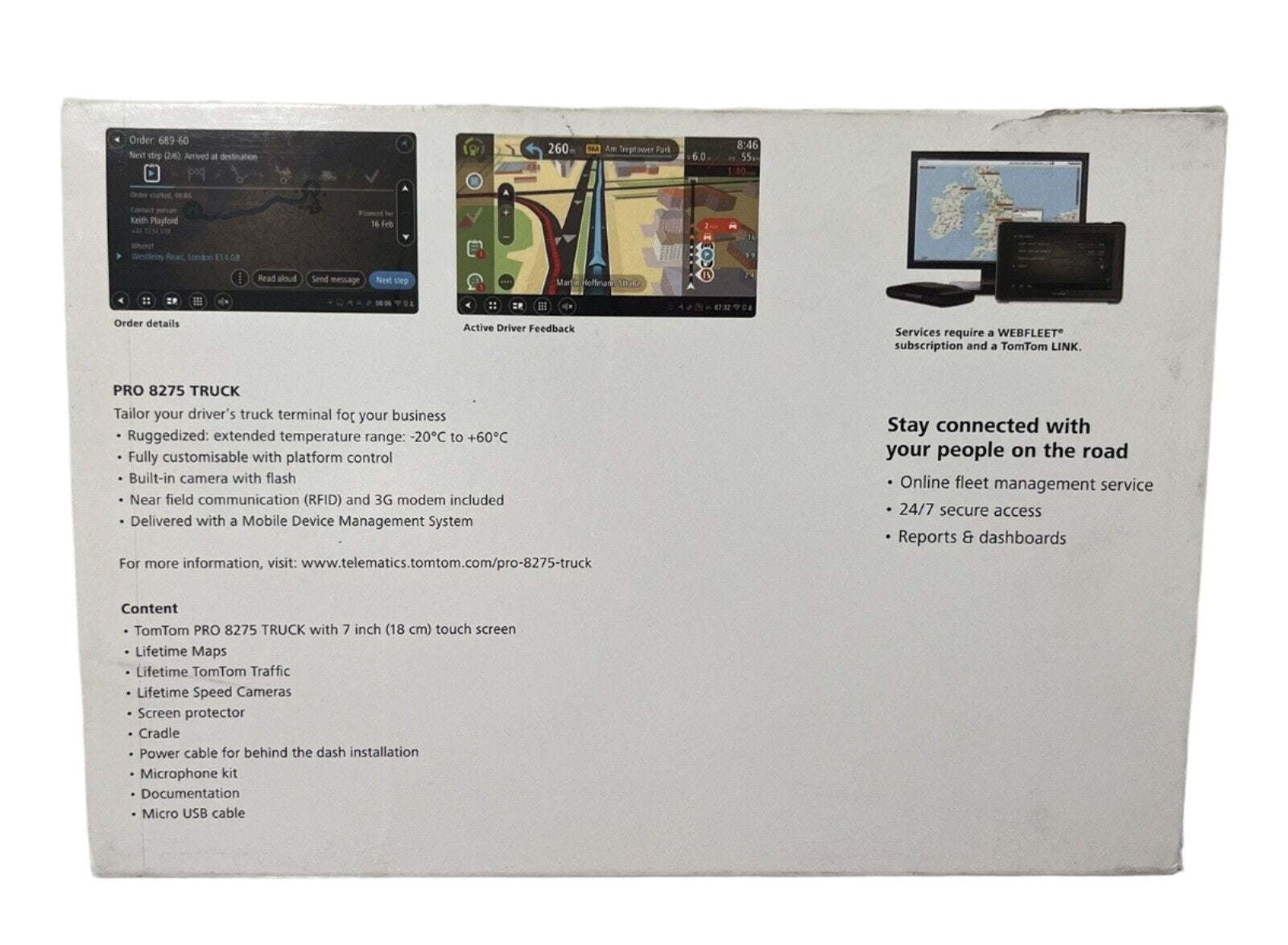 TomTom Pro 8275 7-Inch Truck Sat Navigation GPS - Telematic Driver Terminal Webfleet 1KU7.025.21