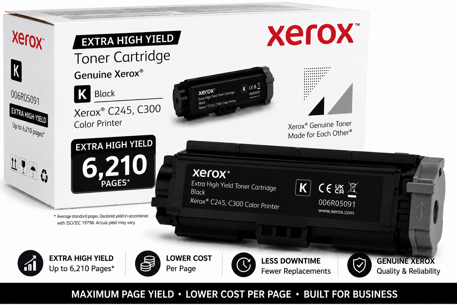 Genuine Xerox 006R05091 Extra High Yield BLACK Toner Cartridge for C245 C300 6.21K