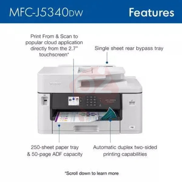 Brother Mfc-J5340Dw Multi-Function A3 Wireless Inkjet Duplex Fax Printer+Wty Lc432 Ink Set