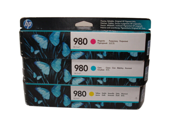 Bundle: 3X Pack Hp 980 C/M/Y Color Ink Cartridge Set For X585F X555Dn [D8J07A-D8J09A]