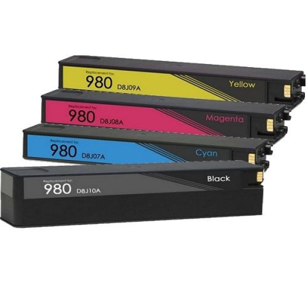 Bundle: 4X Pack Premium Compatible Hp 980Xl C/M/Y/K Ink Cartridge Value [D8J07A-D8J10A]
