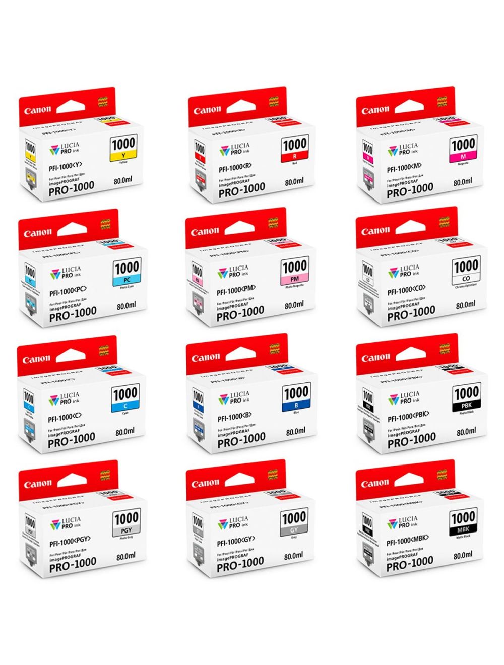 *Bundle* 12x Pack Genuine Canon PFI-1000 Ink Cartridge Set for imagePROGRAF Pro1000